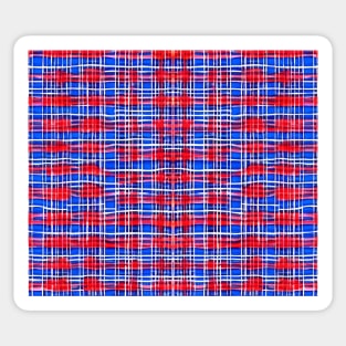 Red White and Blue Aesthetic Tartan Pattern - Patriotic Plaid Quilt 3 Sticker